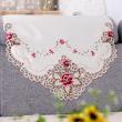 yazi Rose Flower Embroidered Fabric Cutwork Sofa Backrest Towel, 4-Seat,94x31 Inches