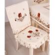 yazi Peony Flower Embroidered Fabric Cutwork Dining Chair Pad Seat Cover,Set of 2
