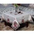 yazi Rose Flower Embroidered Wedding Party Square Christmas and Thanksgiving Tablecloth 43 Inch