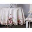 yazi Rose Flower Embroidered Dinner Party Round Tablecloth 59 Inches Valentine's Day Gift