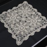 yazi Tablecloths Crochet Square Table Cover Lace Table Covering Doilies for Furniture Décor Beige Color 15.7inch