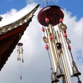 yazi Feng Shui Wind Chimes 4 Tubes 5 Bells Copper Yard Garden Home Decoration