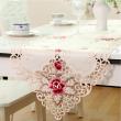 yazi Vintage Rose Flower Embroidered Cutwork Rectangular Table Runner,16x78 Inches