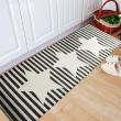 yazi Non-Slip Doormat Kitchen Rugs Black&White Style Strips With Stars 40x115cm (15.7x45.3inch)