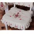 yazi Rose Flower Embroidered Fabric Cutwork Chair Pad,Beige