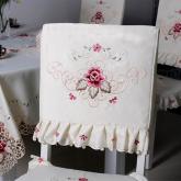 yazi Rose Flower Embroidered Fabric Cutwork Dining Chair Pad Seat Cover,Set of 2