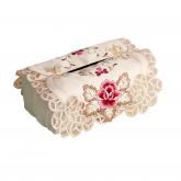 yazi Rose Flower Embroidered Rectangle Fabric Wedding Party Tissue Box Cover Valentine's Day 