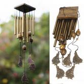 yazi Bronze Sailboat Wind Chimes 8 Tubes Lucky Windchime for Home Garden Patio Valentine's Day Gift