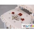 yazi Peony Flower Embroidered Cutwork Office Dining Room Chair Pad,Beige