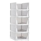 Set of 5 Stackable Closet Storage Box, Plastic Drawer Organizer, Foldable Wardrobe Clothes Shelf Baskets, Folding Containers Bins Cubes, Perfect for Kitchen, Office, Bedroom & Bathrooms