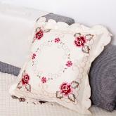yazi Rose Flower Embroidered Cutwork Decorative Throw Pillow Case Cushion Cover 18 Inch